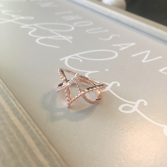 Sterling Silver Simulated Diamond Rose Gold Ring - Picture 4 of 11